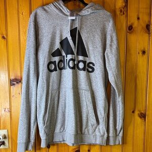 Adidas Heather Gray Hoodie with Black Emblem